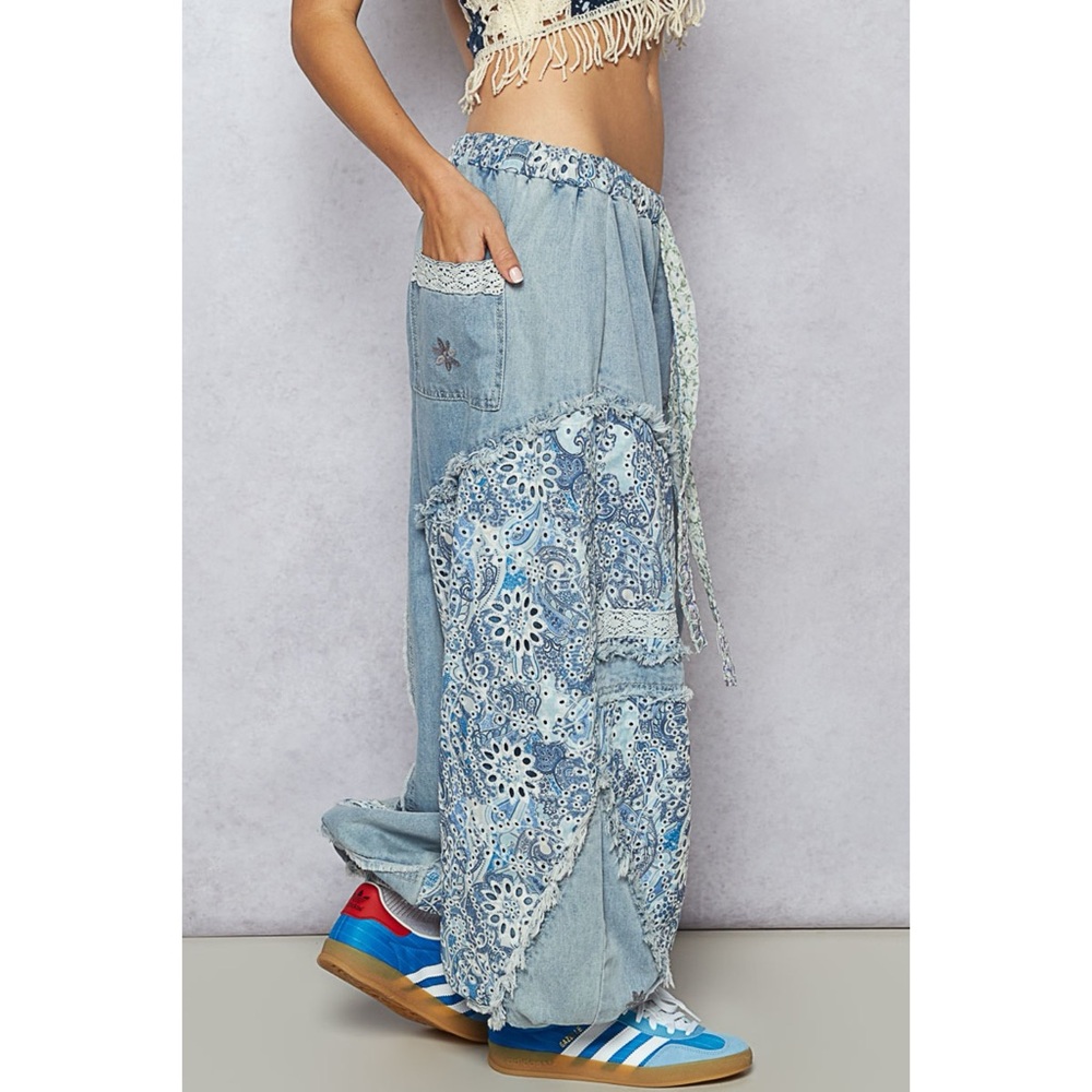 Patchwork Baggy Denim Joggers - Picture 6 of 10